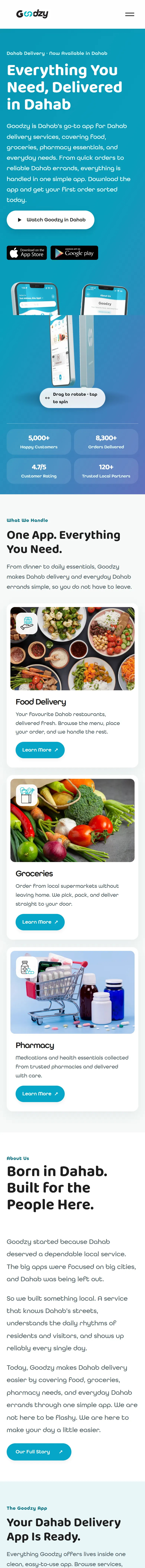 Goodzy homepage, mobile, full page