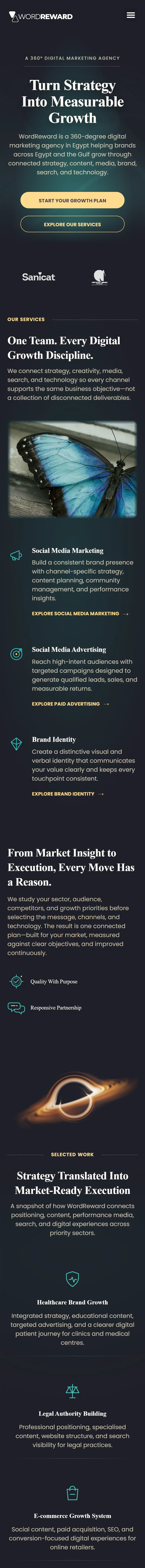 WordReward homepage, mobile, full page